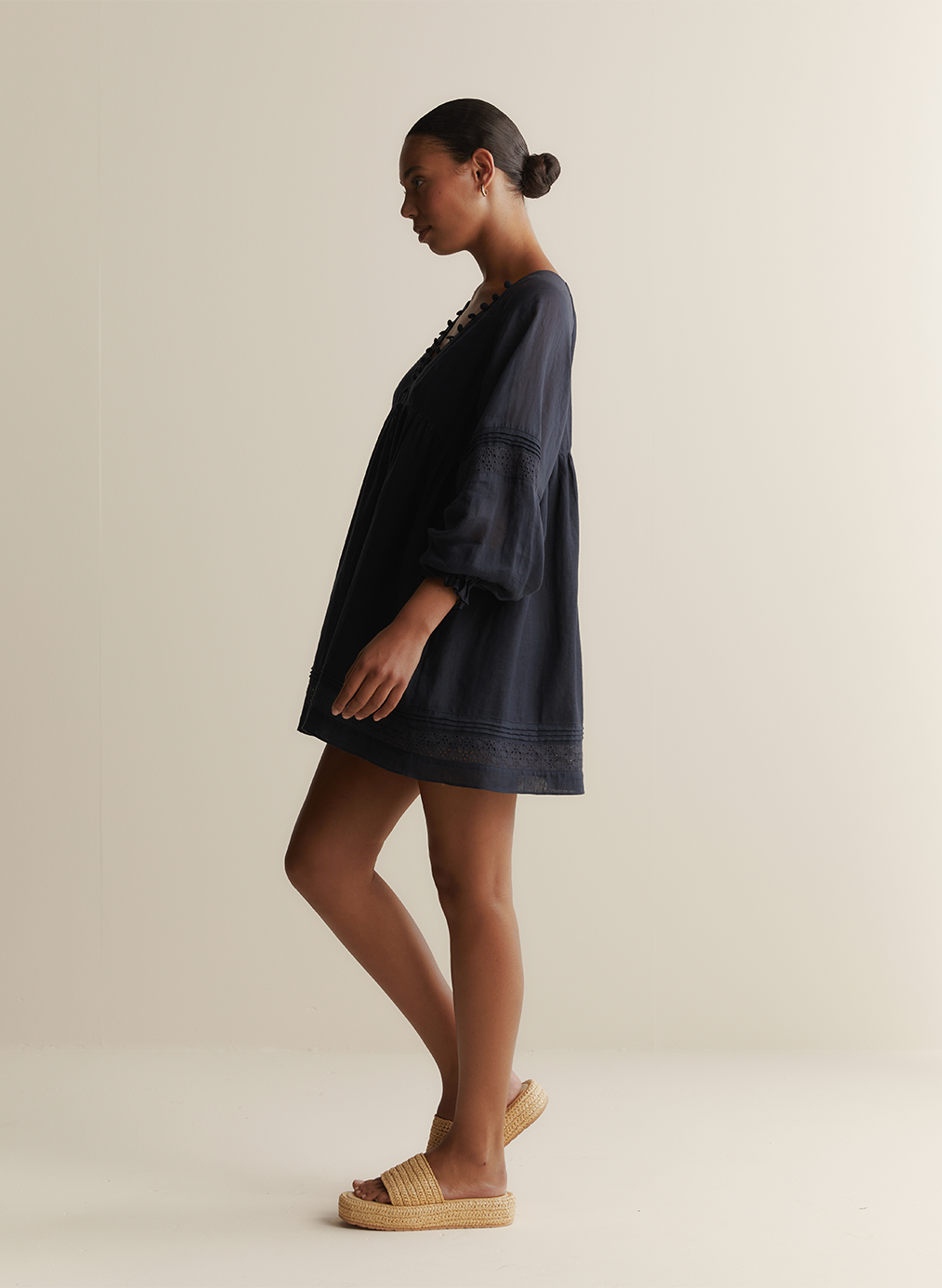 Lillian Linen Ramie Mini Dress | Navy