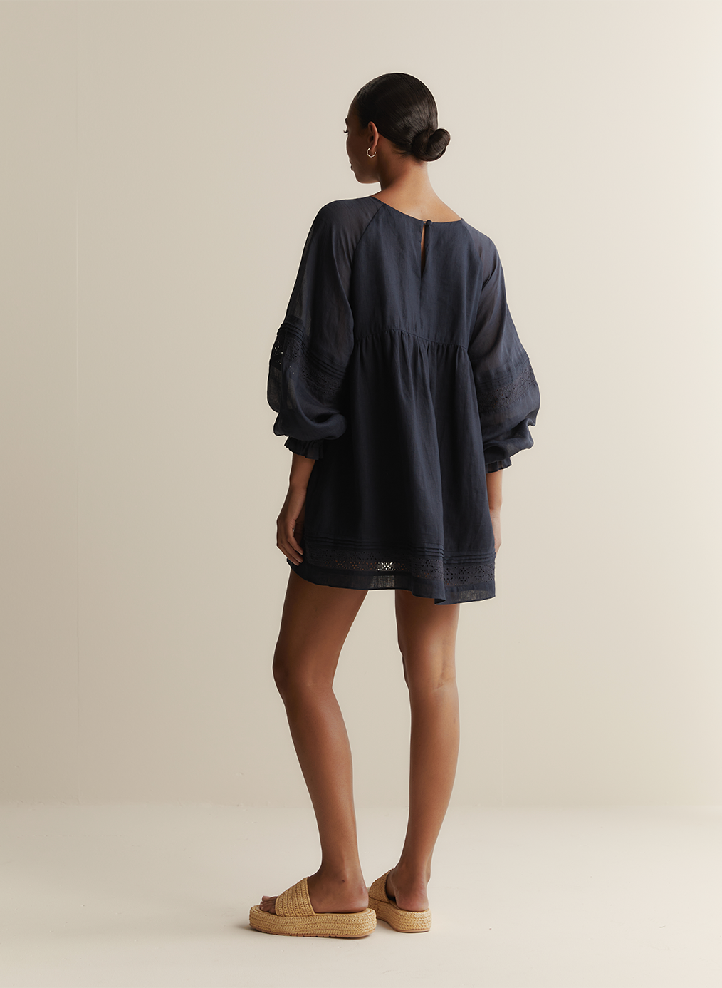 Lillian Linen Ramie Mini Dress | Navy