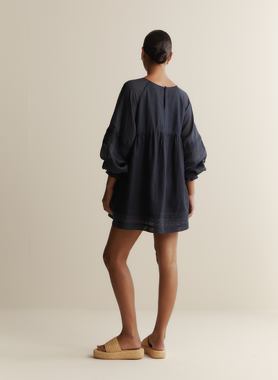 Lillian Linen Ramie Mini Dress | Navy