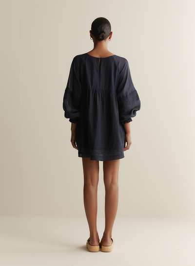Lillian Linen Ramie Mini Dress | Navy