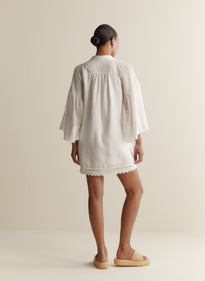Ryleigh Linen Ramie Mini Shirt Dress | Optical White
