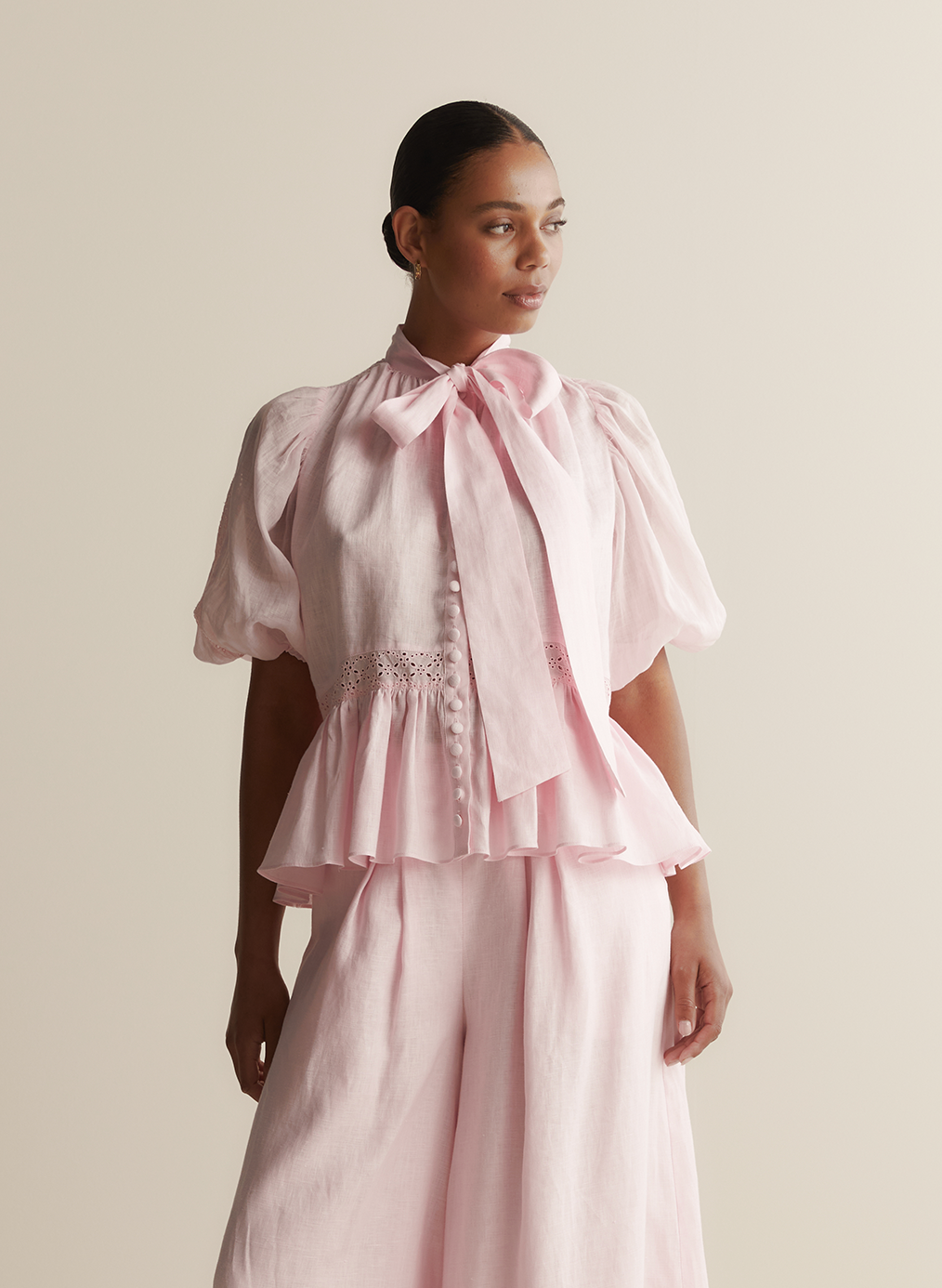 Evelyn Linen Ramie Smock Top | Blossom