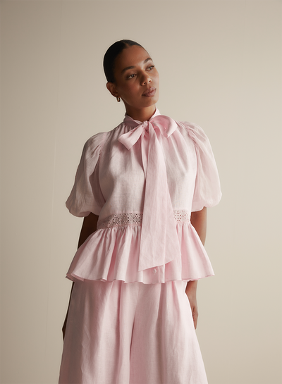 Evelyn Linen Ramie Smock Top | Blossom