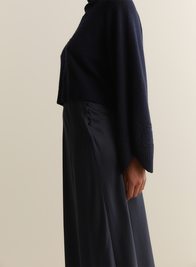 Cecilia Silk Bias Midi Skirt | Sandwash Navy
