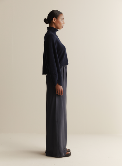 Sophia Silk Palazzo Pant | Sandwash Navy