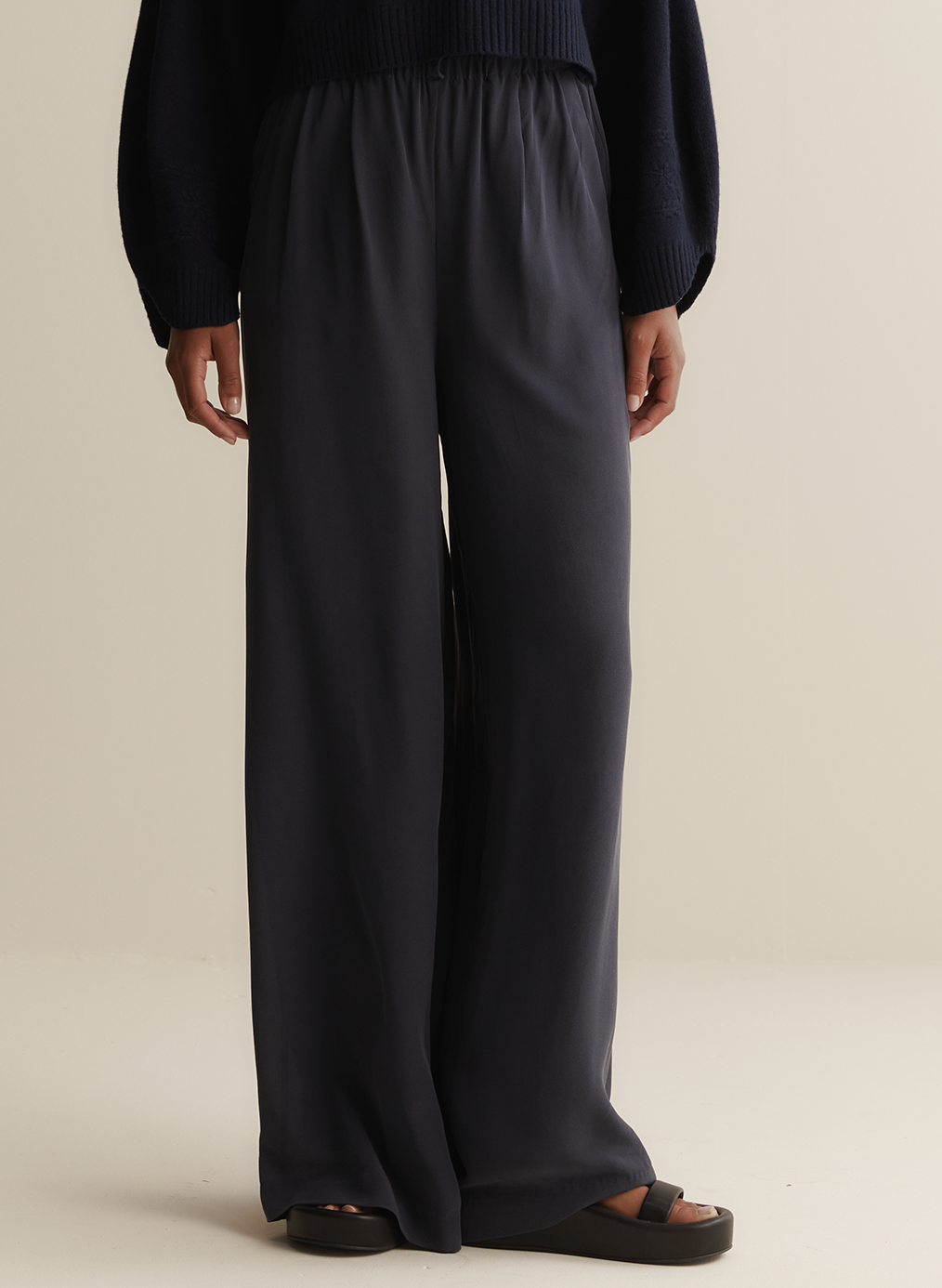 Sophia Silk Palazzo Pant | Sandwash Navy