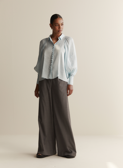 Sophia Wool Palazzo Pant | Charcoal
