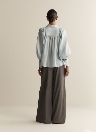 Sophia Wool Palazzo Pant | Charcoal
