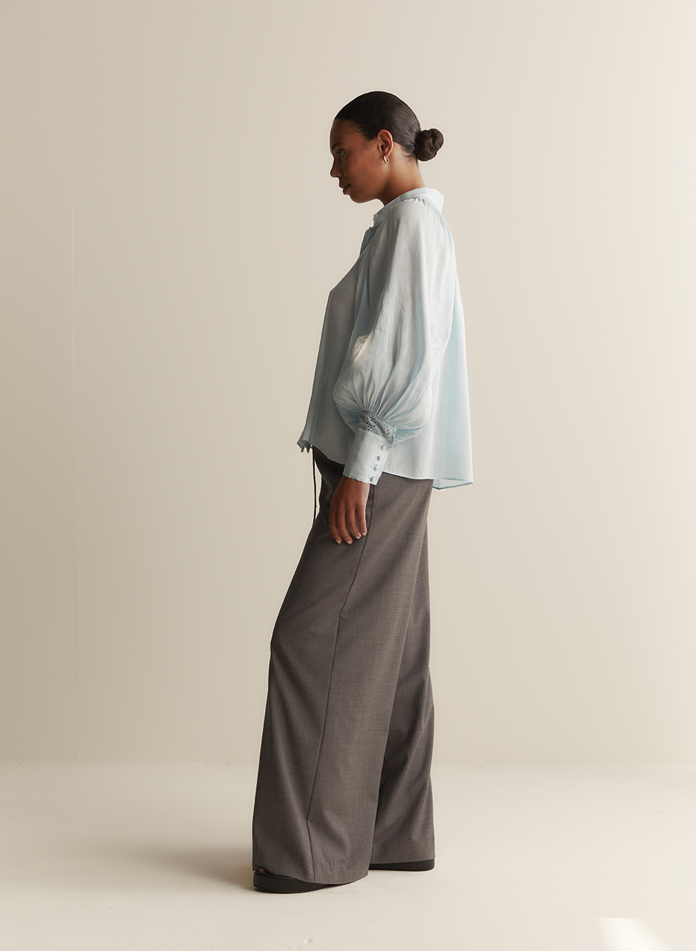 Sophia Wool Palazzo Pant | Charcoal