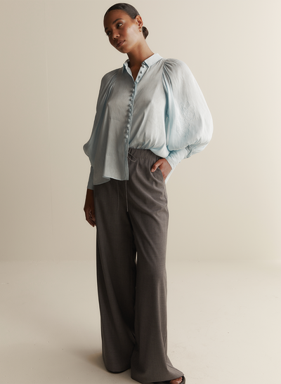 Sophia Wool Palazzo Pant | Charcoal