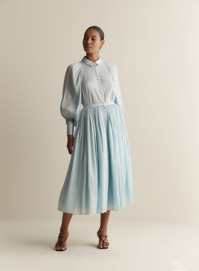 Adriana Silk Linen Midi Skirt