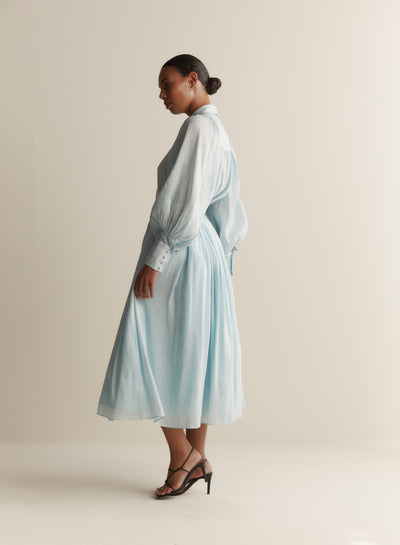 Adriana Silk Linen Midi Skirt