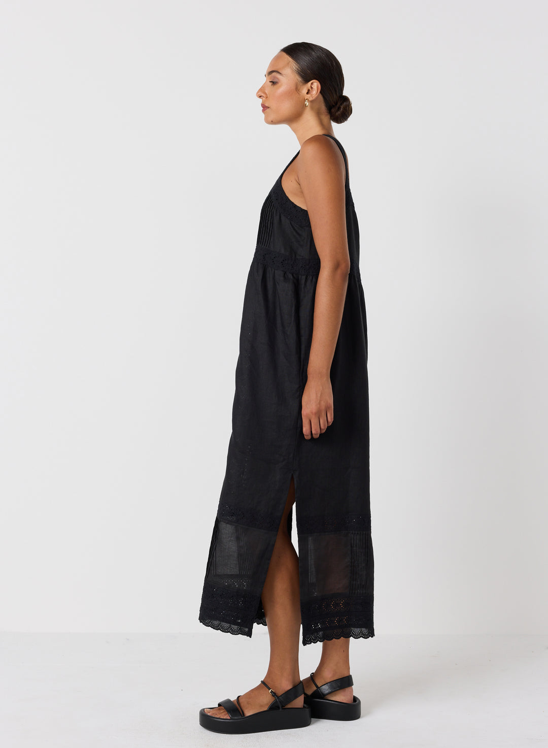 Gretal Linen Ramie Midi Dress | Black – Joslin