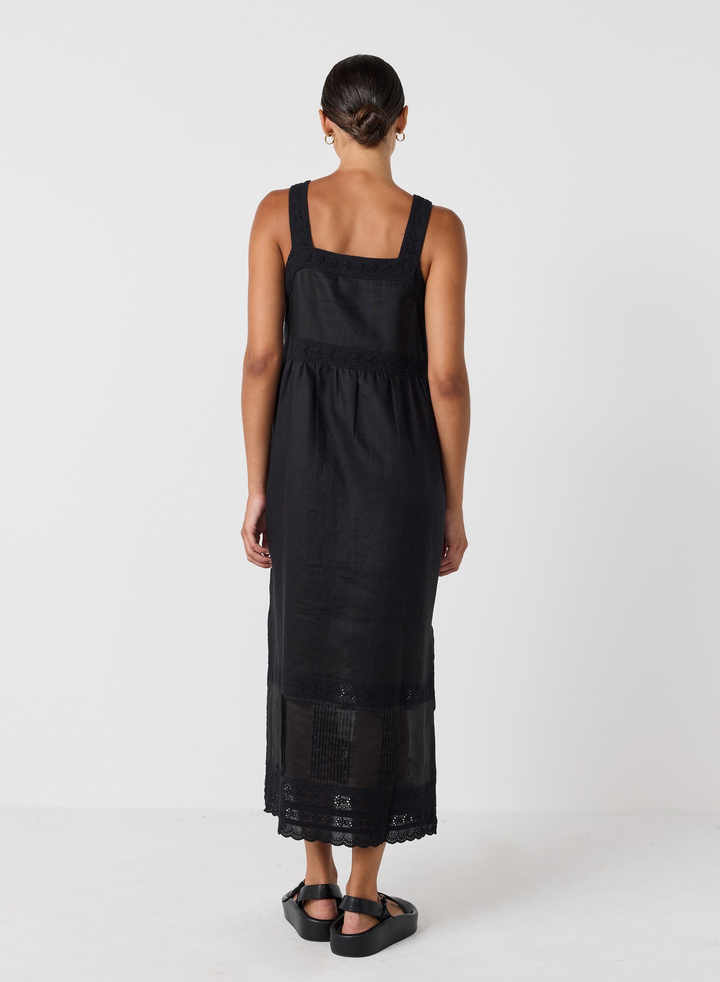Gretal Linen Ramie Midi Dress | Black