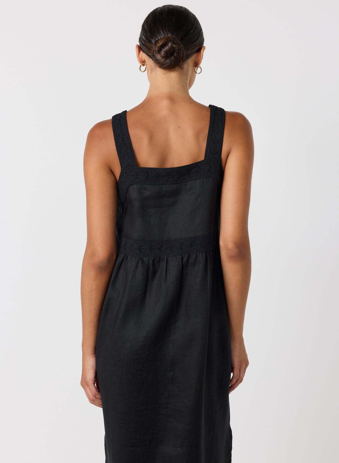 Gretal Linen Ramie Midi Dress | Black