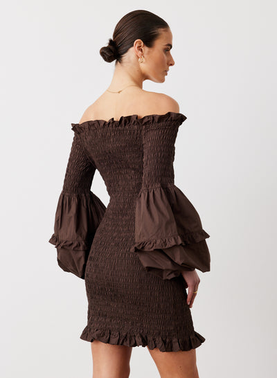 KARLIE ORGANIC COTTON MINI DRESS | CHOCOLATE