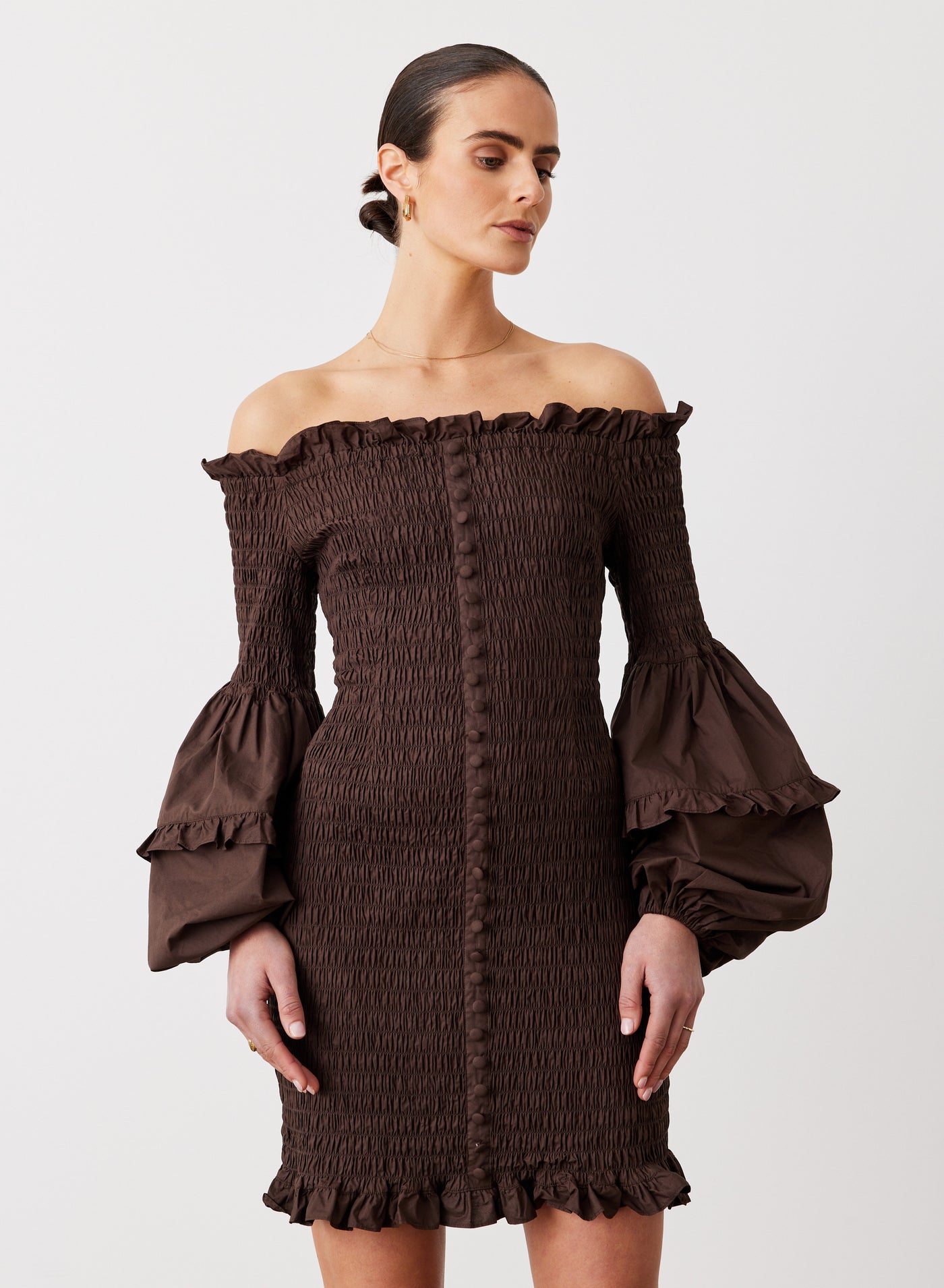 KARLIE ORGANIC COTTON MINI DRESS | CHOCOLATE