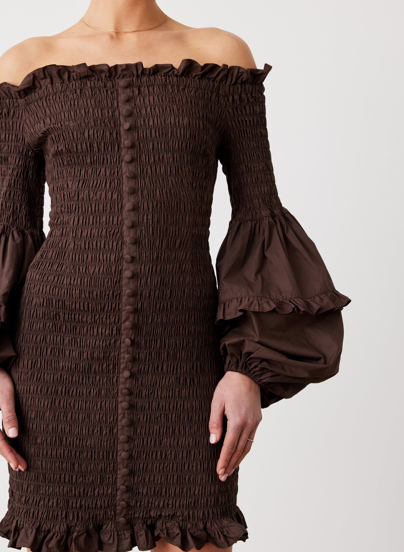 KARLIE ORGANIC COTTON MINI DRESS | CHOCOLATE