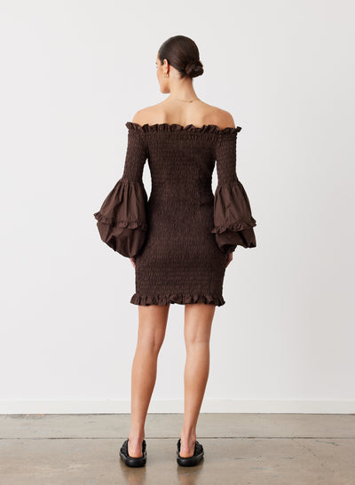 KARLIE ORGANIC COTTON MINI DRESS | CHOCOLATE