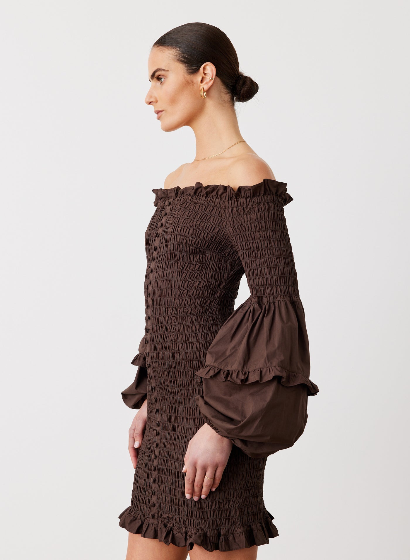 KARLIE ORGANIC COTTON MINI DRESS | CHOCOLATE