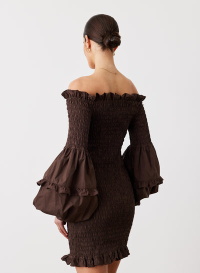 KARLIE ORGANIC COTTON MINI DRESS | CHOCOLATE
