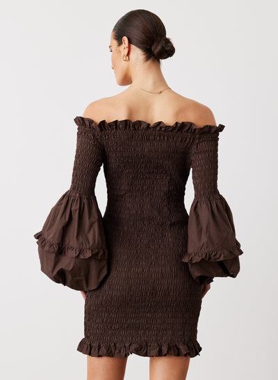 KARLIE ORGANIC COTTON MINI DRESS | CHOCOLATE