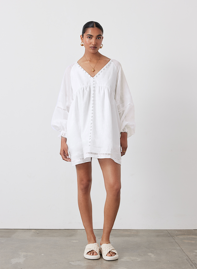 Lillian Linen Organic Cotton Smock Mini | Cream