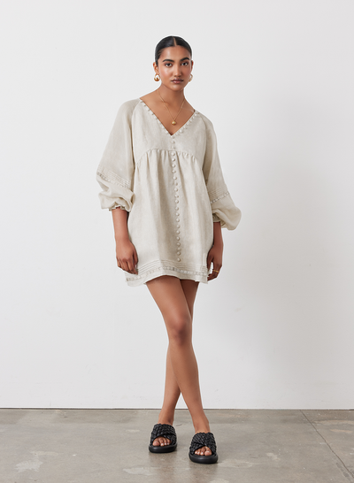 Lillian Linen Organic Cotton Smock Mini | Natural