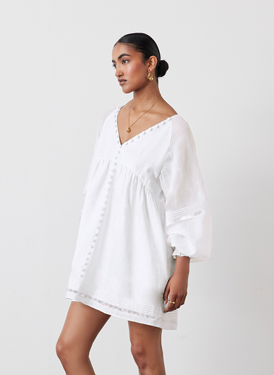 Lillian Linen Organic Cotton Smock Mini | Cream