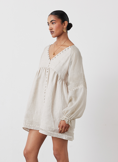 Lillian Linen Organic Cotton Smock Mini | Natural