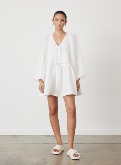 Lola Linen Organic Cotton Mini Smock Dress | Cream