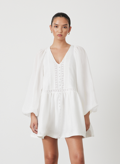 Lola Linen Organic Cotton Mini Smock Dress | Cream