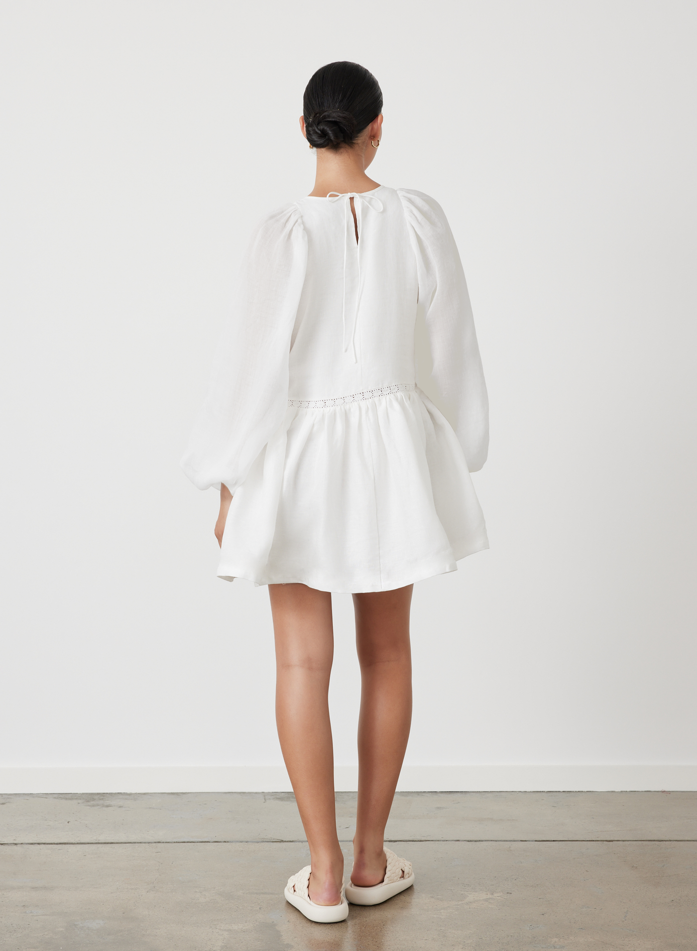 Lola Linen Organic Cotton Mini Smock Dress | Cream