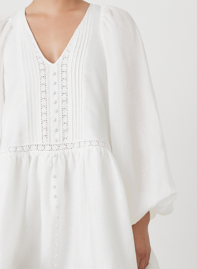Lola Linen Organic Cotton Mini Smock Dress | Cream