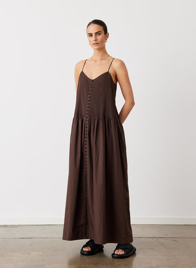LUCIA ORGANIC COTTON MAXI DRESS | CHOCOLATE