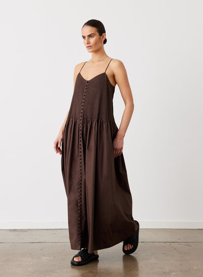 LUCIA ORGANIC COTTON MAXI DRESS | CHOCOLATE