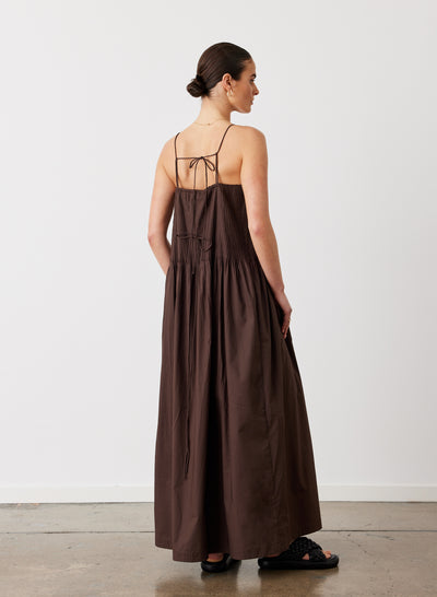 LUCIA ORGANIC COTTON MAXI DRESS | CHOCOLATE