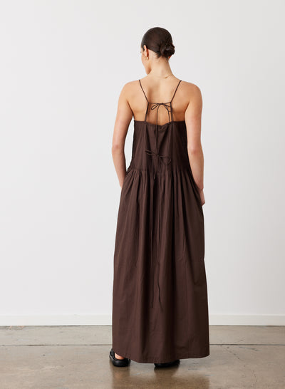 LUCIA ORGANIC COTTON MAXI DRESS | CHOCOLATE