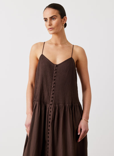LUCIA ORGANIC COTTON MAXI DRESS | CHOCOLATE