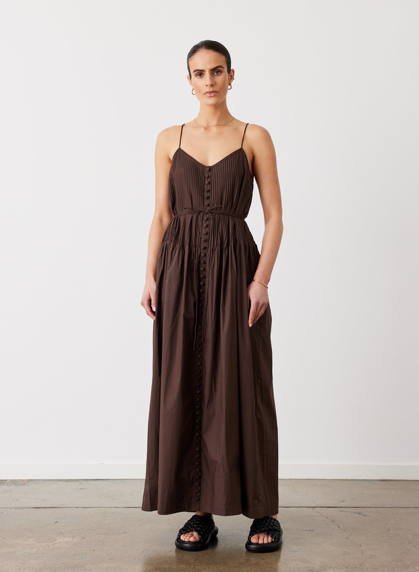 LUCIA ORGANIC COTTON MAXI DRESS | CHOCOLATE