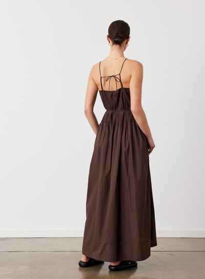 LUCIA ORGANIC COTTON MAXI DRESS | CHOCOLATE