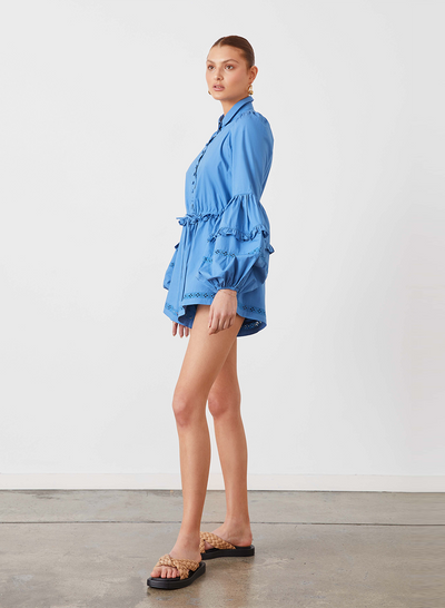 LILI ORGANIC COTTON PLAYSUIT | CERULEAN BLUE