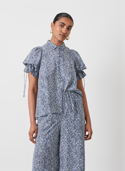 SARA SILK SHIRT |  SANDWASH LICHEN ARTWORK