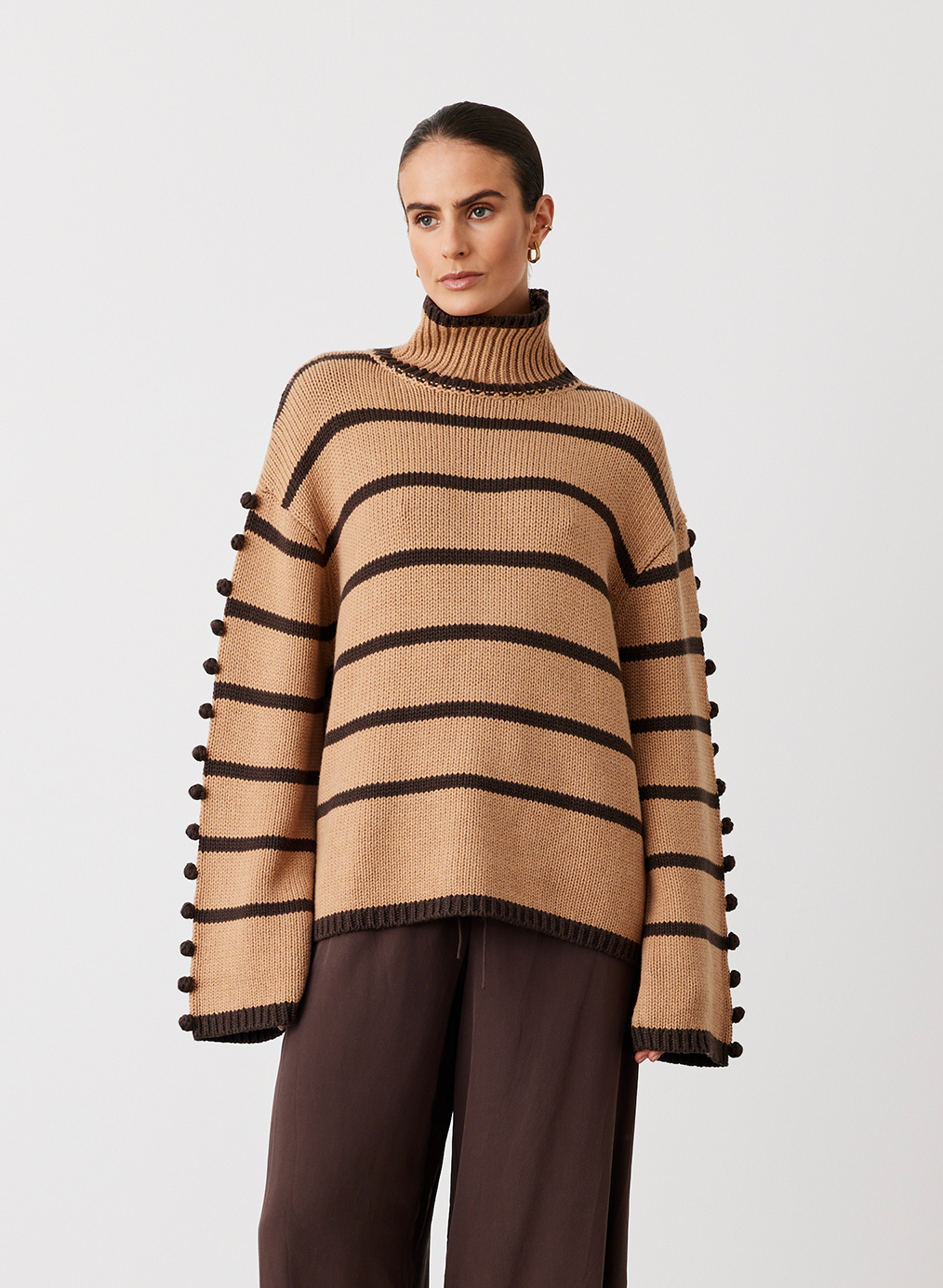 MAUDE ORGANIC COTTON CASHMERE KNIT |  CHOCOLATE STRIPE