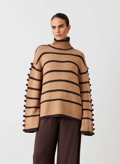 MAUDE ORGANIC COTTON CASHMERE KNIT |  CHOCOLATE STRIPE