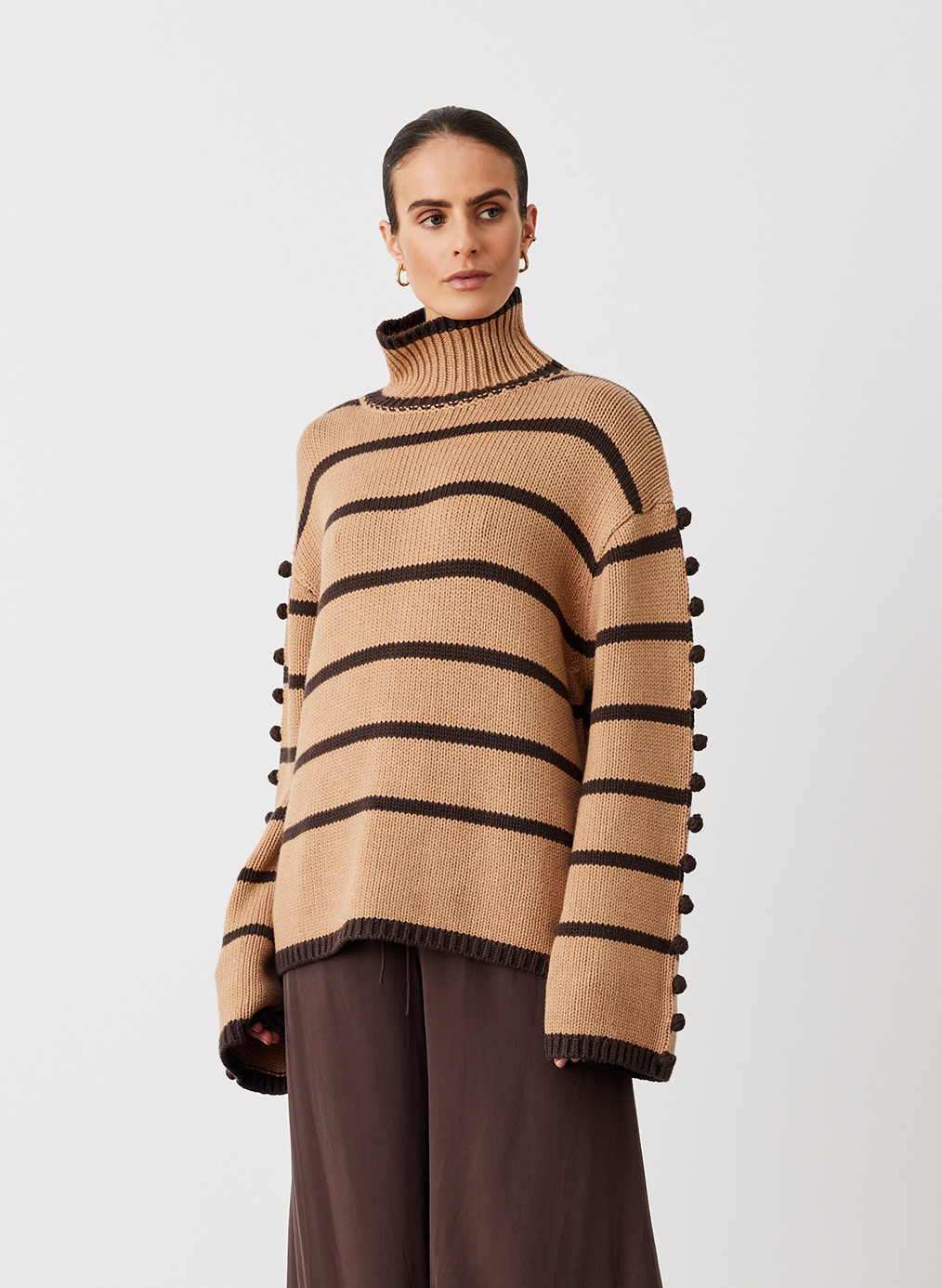 MAUDE ORGANIC COTTON CASHMERE KNIT |  CHOCOLATE STRIPE