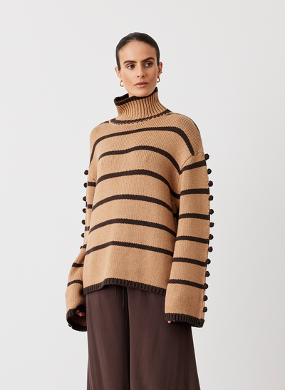 MAUDE ORGANIC COTTON CASHMERE KNIT |  CHOCOLATE STRIPE