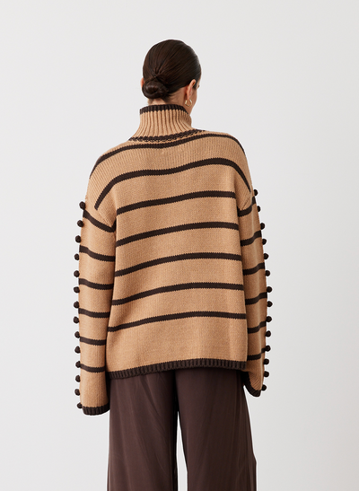 MAUDE ORGANIC COTTON CASHMERE KNIT |  CHOCOLATE STRIPE