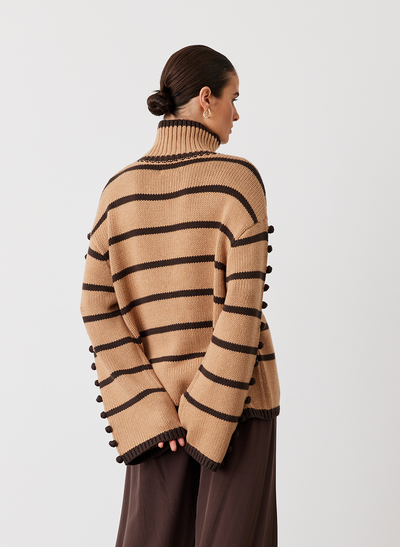MAUDE ORGANIC COTTON CASHMERE KNIT |  CHOCOLATE STRIPE