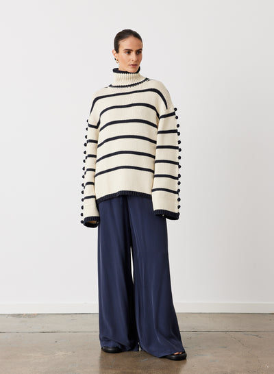 MAUDE ORGANIC COTTON CASHMERE KNIT | NAVY STRIPE